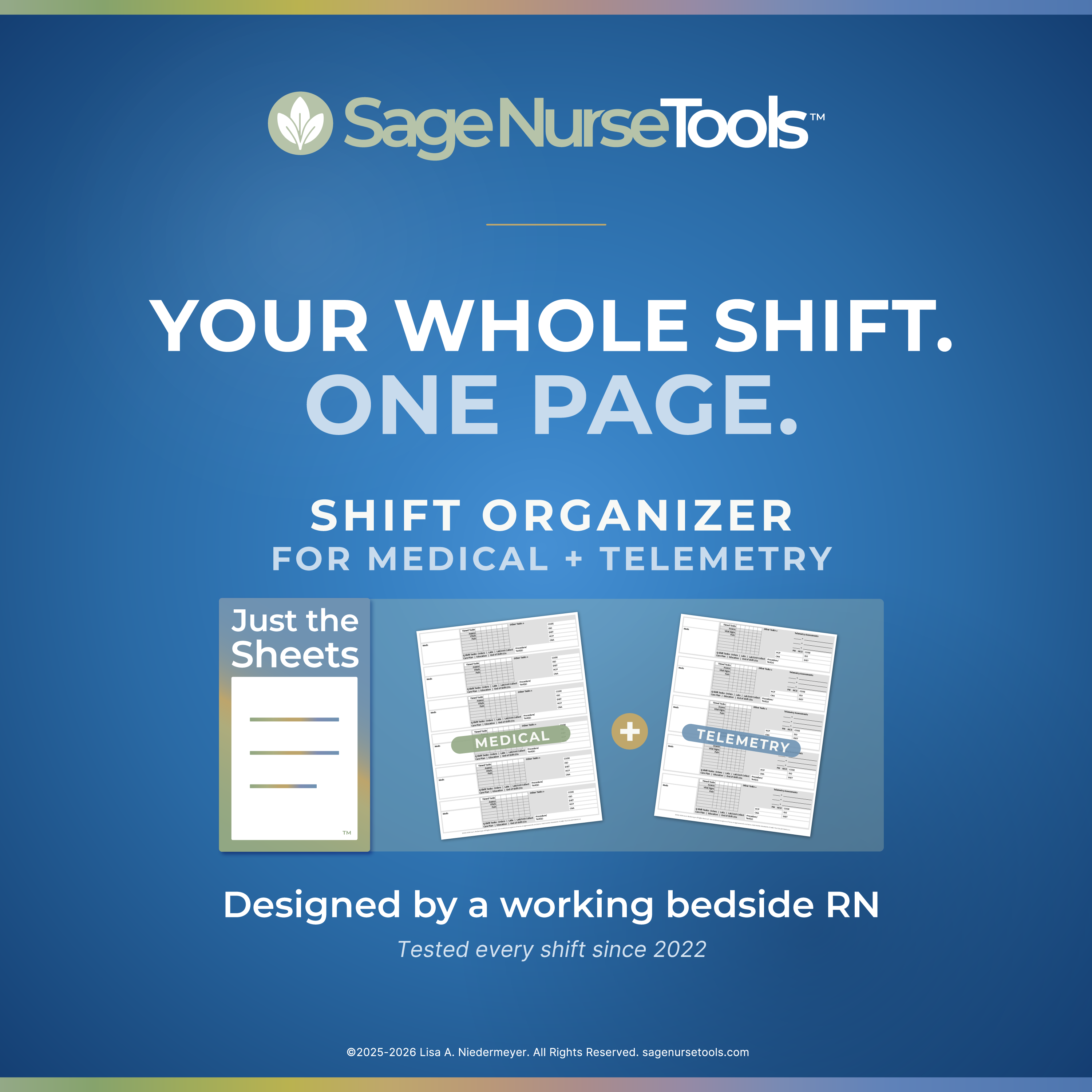 Med/Tele Organizer: Just the Sheets